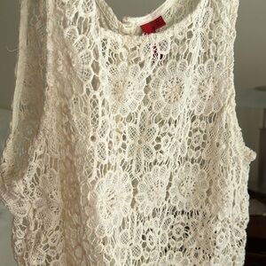 Saks 5th Ave 5/48, White knit lace 100% cotton summer crop top, Size medium